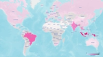 Map of the earth highlighting paper and board commodities