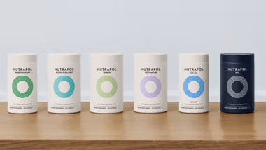 Range of Nutrafol dietary supplements.