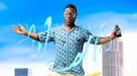 A photo from an Axe advertising campaign featuring a young Black guy with spectacles. Text reads ‘Smell irresistible all day”