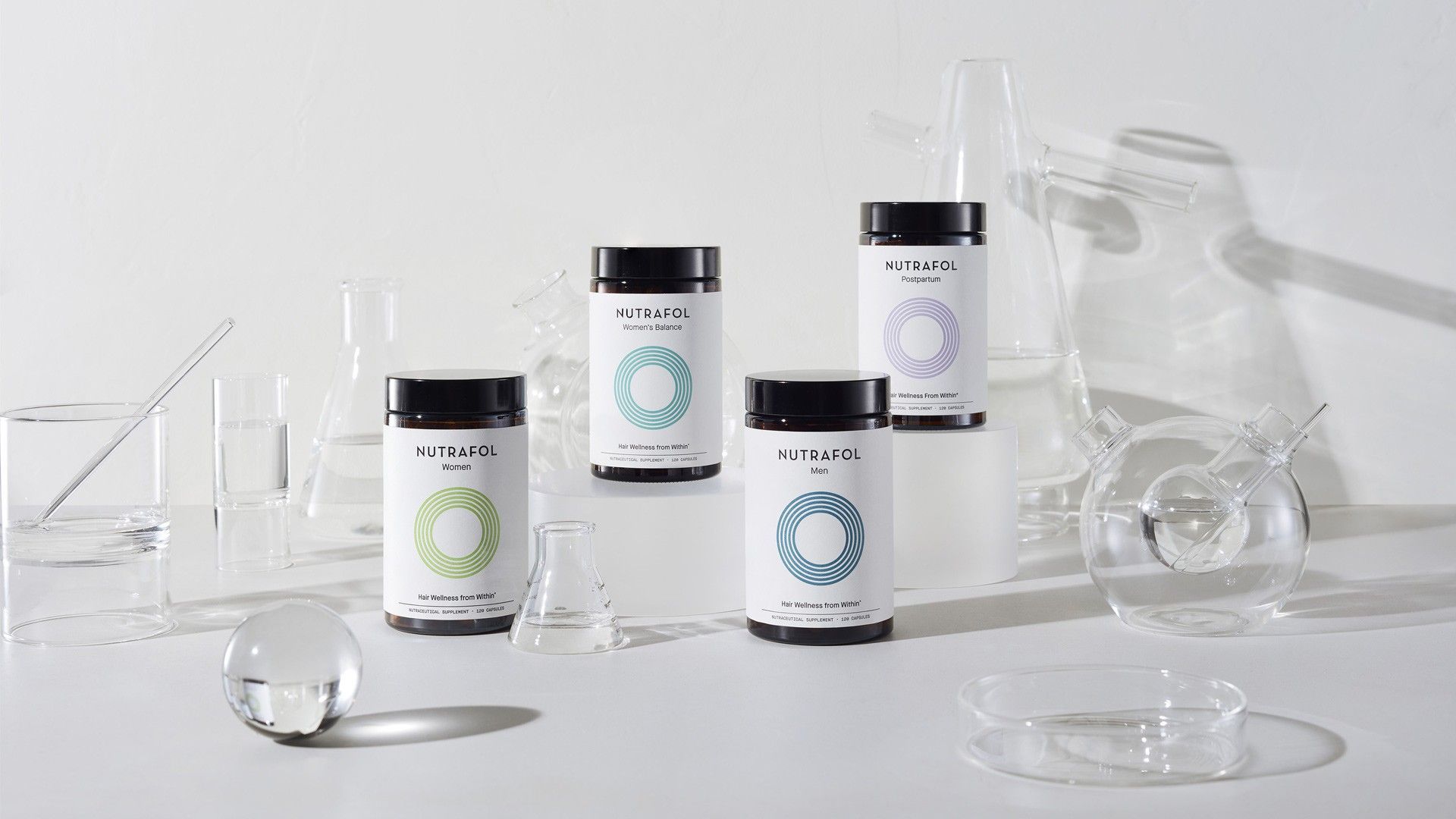 A range of Nutrafol products. The number 1 dermatologist recommended hair growth brand in the US.