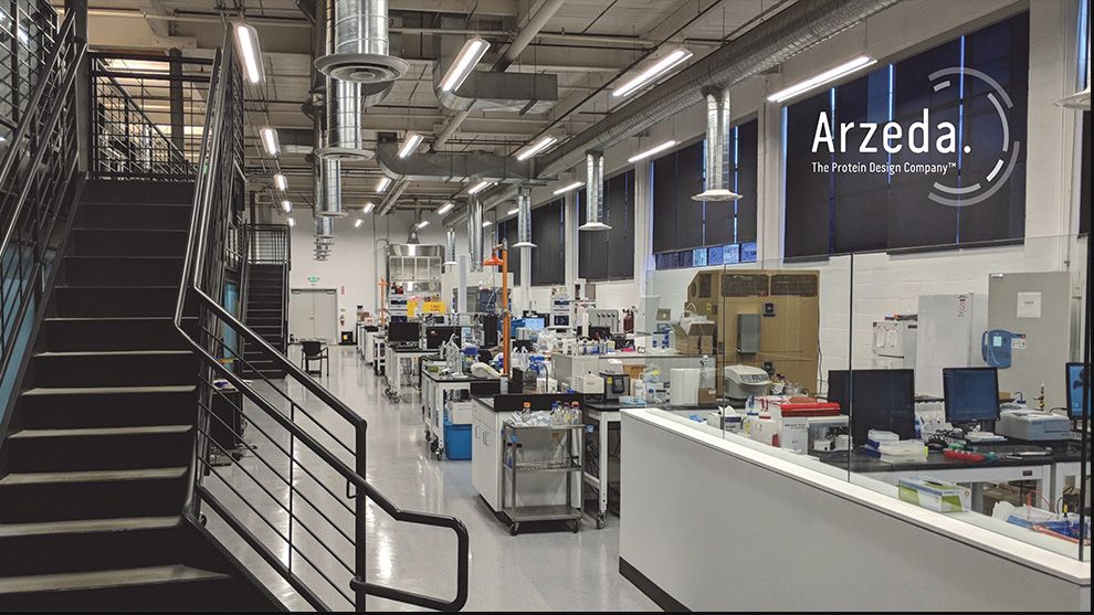 Photo of Arzeda research facilities with logo