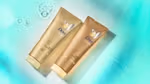 Dove Summer Revived lotion from Dove’s gradual tan range to give skin a summer glow. Product with blue background.
