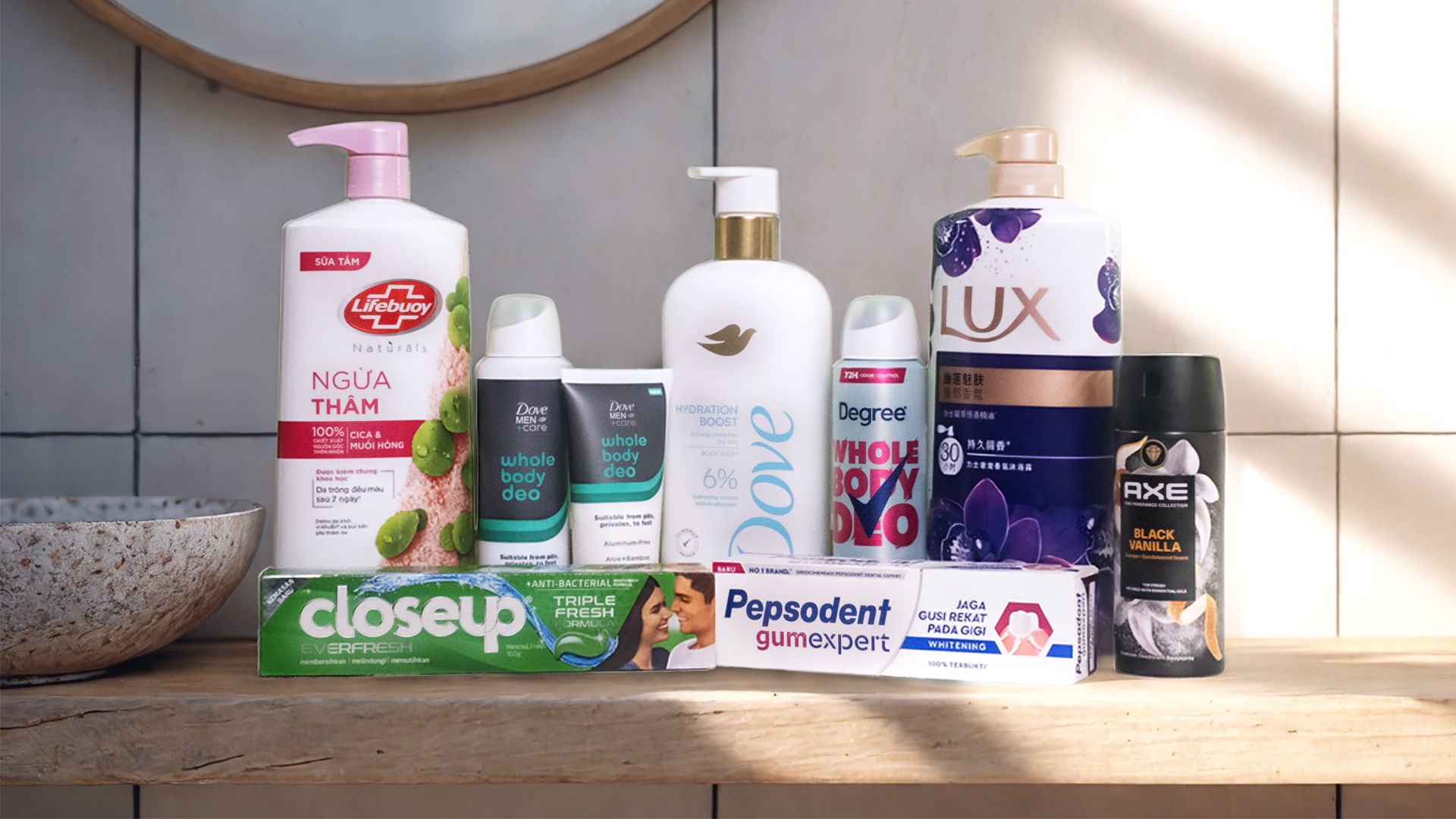 A display of Unilever's Personal Care Power Brands.