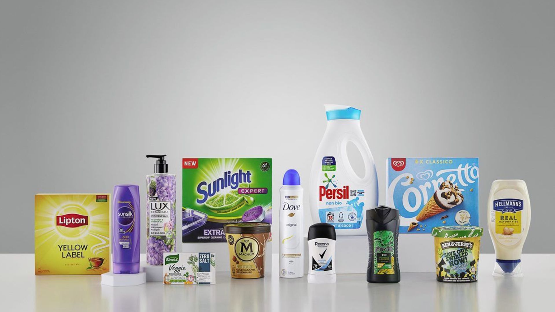 Top 13 brands, Lipton, Sunsilk, Lux, Knorr, Sunlight, Magnum, Dove, Rexona, Persil, Axe, Walls, Ben & Jerry’s, Hellmann’s.  
