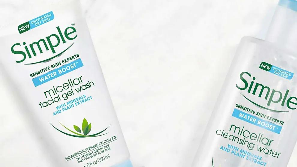 A bottle of Simple face wash