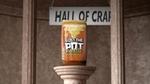 Lost the Pot Chicken Noodles displayed on a pedestal with a banner in the background saying ‘Hall of Crap’