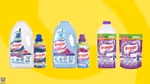 Three small bottles of concentrated Aromatel Rinde+ products alongside traditional sized bottles for diluting the product.