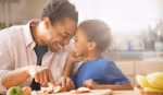 Father and son eating