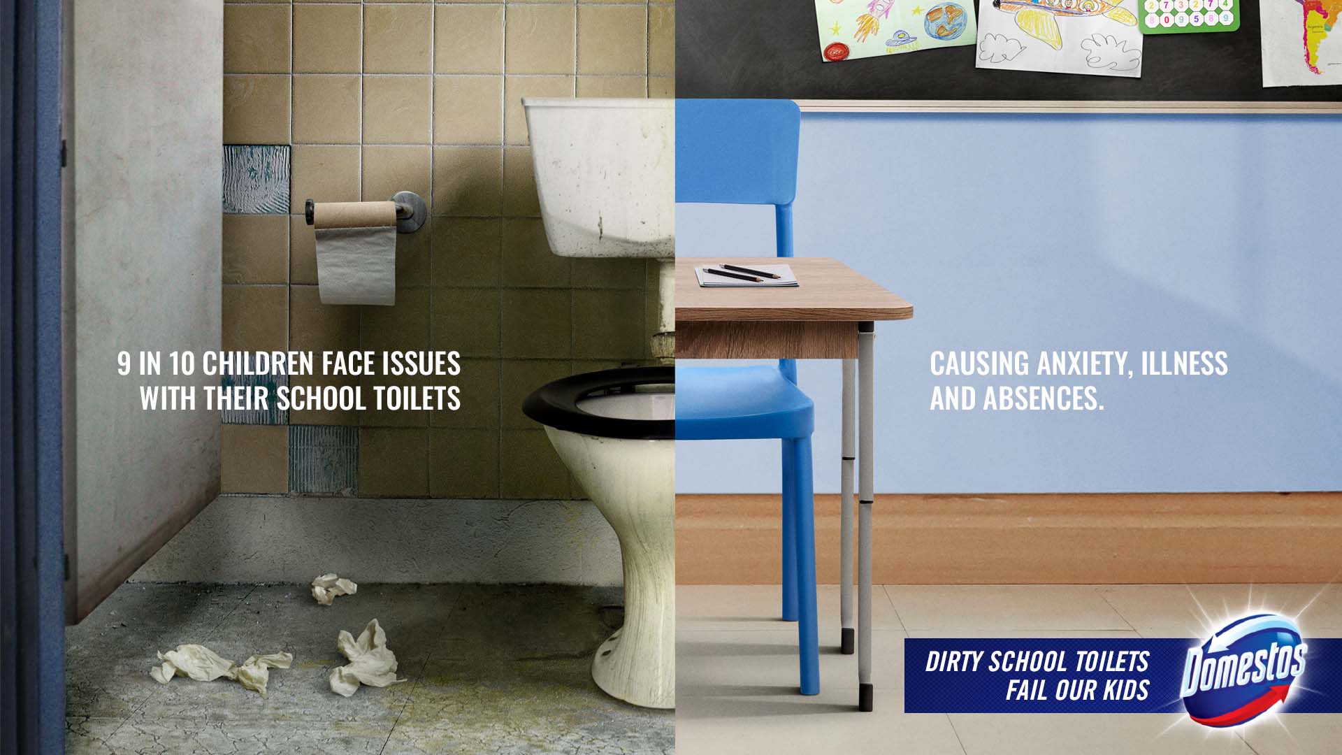 An image of a dirty toilet next to a student’s desk.