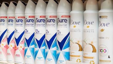A selection of Sure and Dove products. Sure and Dove are both €1 billion brands.