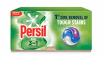 A pack-shot of Persil Bio 3-in-1 capsules with the text “1st time removal of tough stains” on the box.