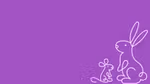 A purple background with a line-drawn rabbit and mouse in white.