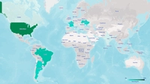 Map of the earth highlighting soy areas