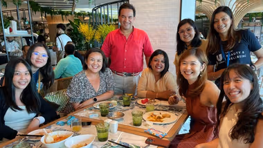 Unilever International CEO Aseem Puri with team members at a lunch celebrating the business crossing €1 billion in sales.