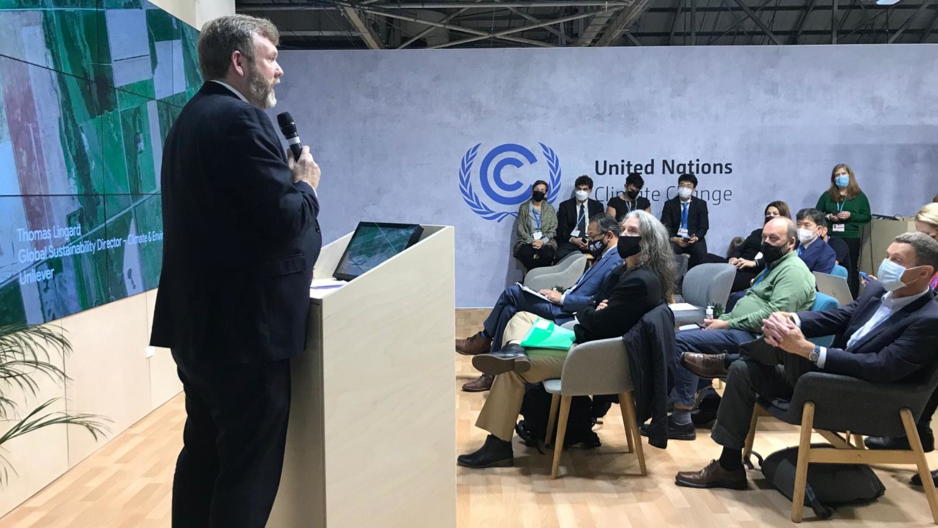 Thomas Lingard speaking at the United Nations Climate Change Conference.