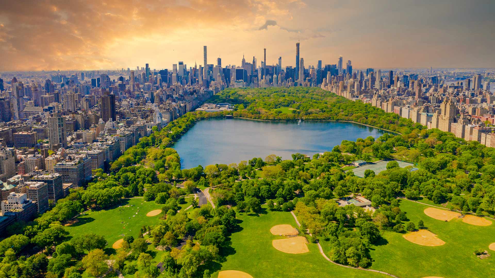 A overhead view of central park