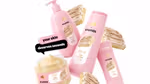 Products from the Dove x Crumbl Tres Leches limited edition range in vibrant pink packaging.