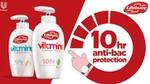 Two bottles of Lifebuoy Vitamins liquid hand wash which offers up to 10 hours of germ-fighting protection